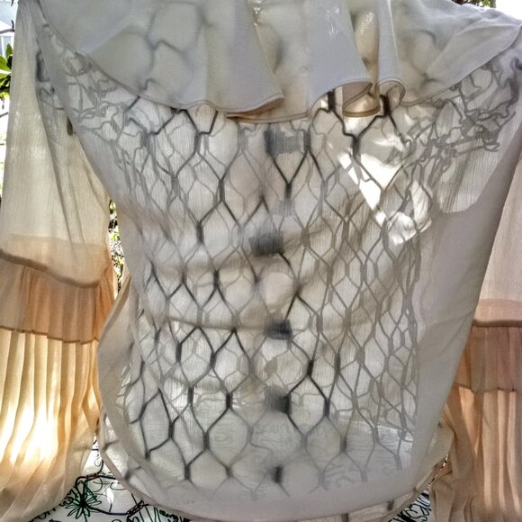 Wax Paper All's Fair-ish Office Vamp Architectural Sleeves Sheer Whimsical Poly - Picture 2 of 5